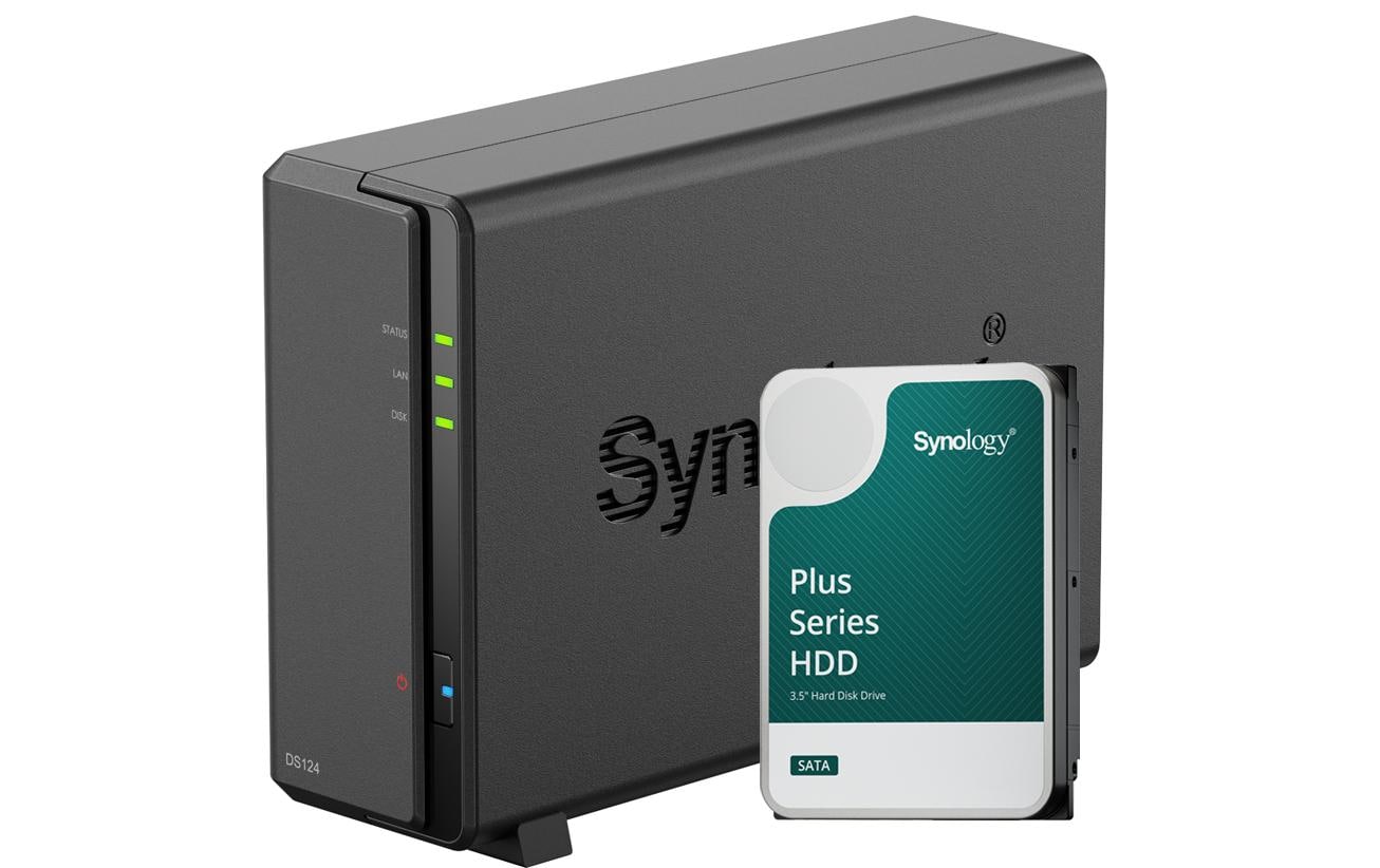 Synology DS124 – 1-Bay Desktop NAS – Realtek RTD1619B, 1 GB RAM, 1GbE, DSM, 4 TB HDD vorinstalliert