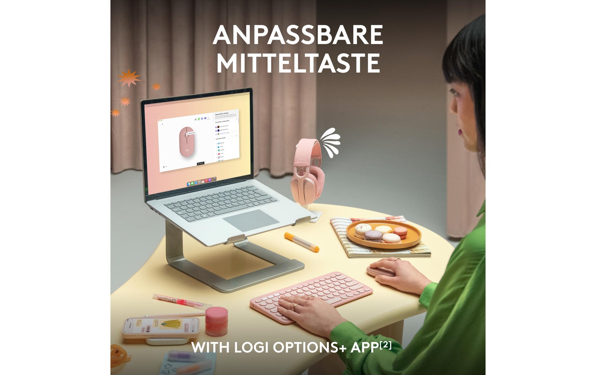 Logitech Pebble M350S Tonal Rose Maus – kabellos, Bluetooth, rosa
