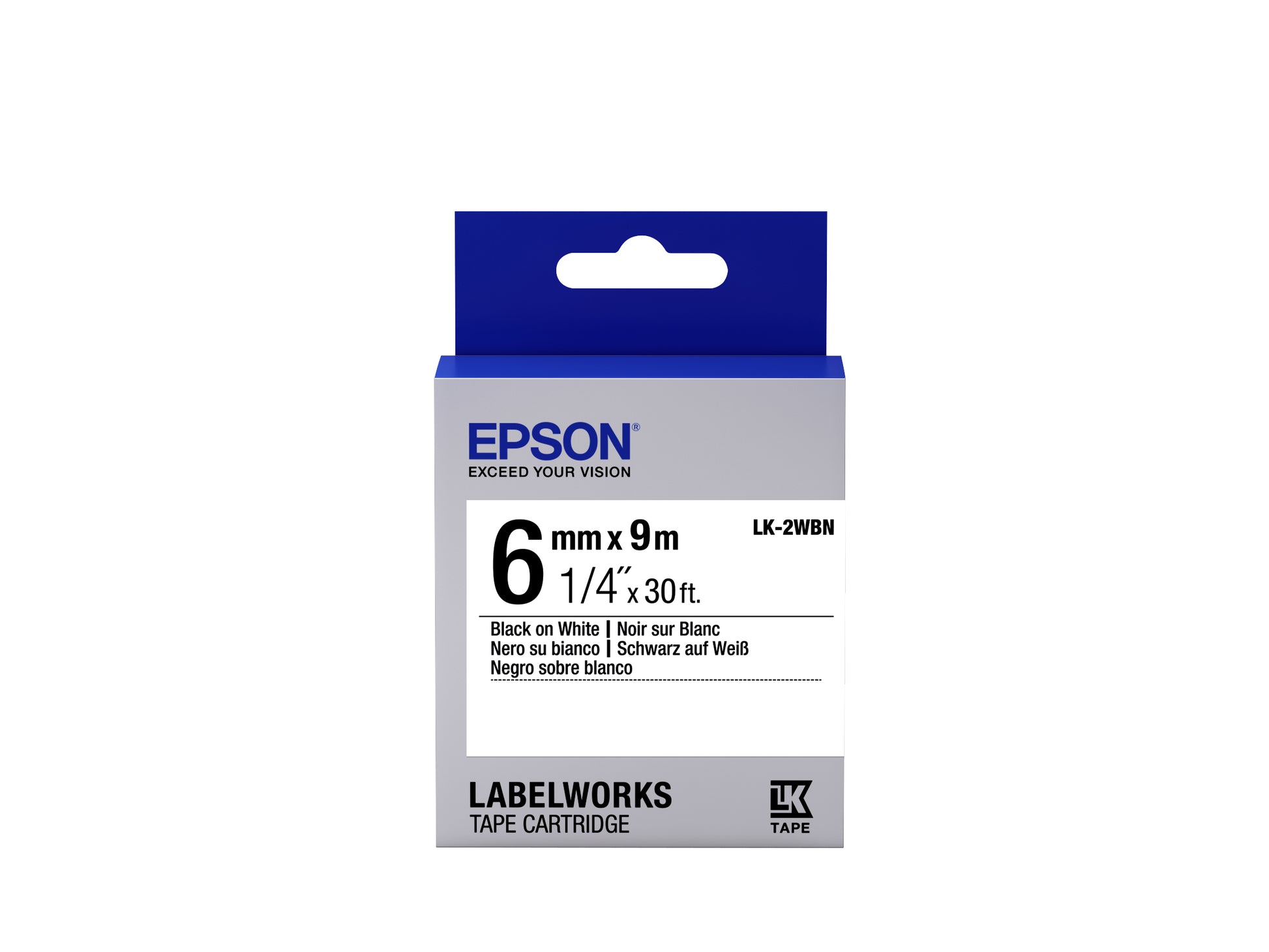 Epson Schriftband – Weiss, Schwarz, STD – LK-2WBN