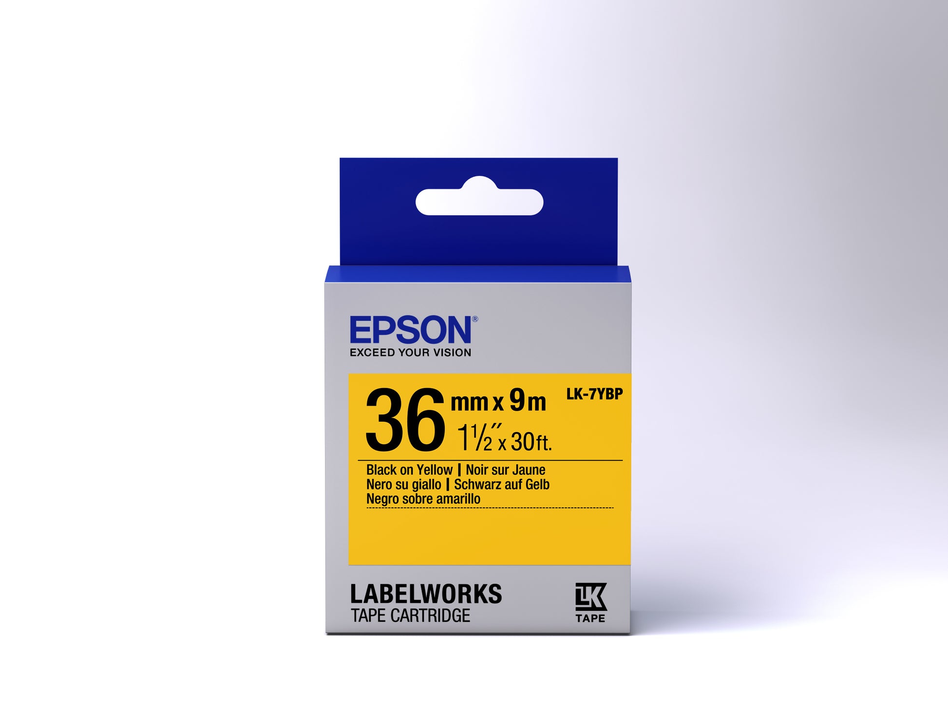 Epson Schriftband – 36 mm × 9 m, gelb, schwarz – LK-7YBP