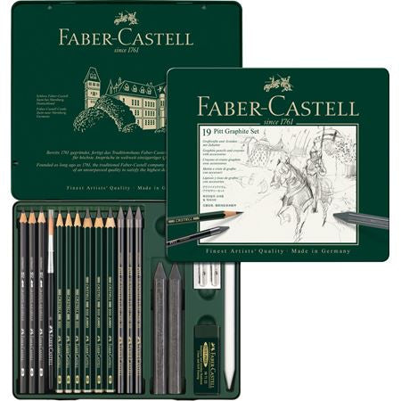 Faber-Castell PITT GRAPHITE Graphit-Set, sortiert, Etui – 19-teilig
