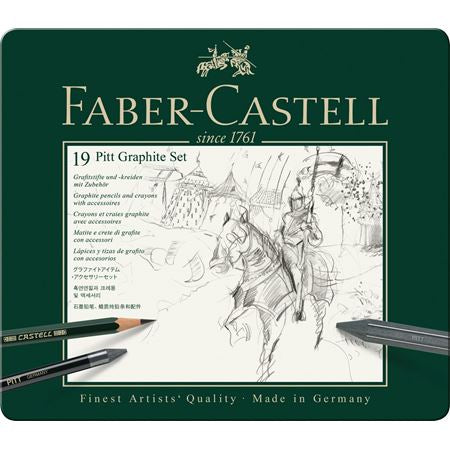Faber-Castell PITT GRAPHITE Graphit-Set, sortiert, Etui – 19-teilig