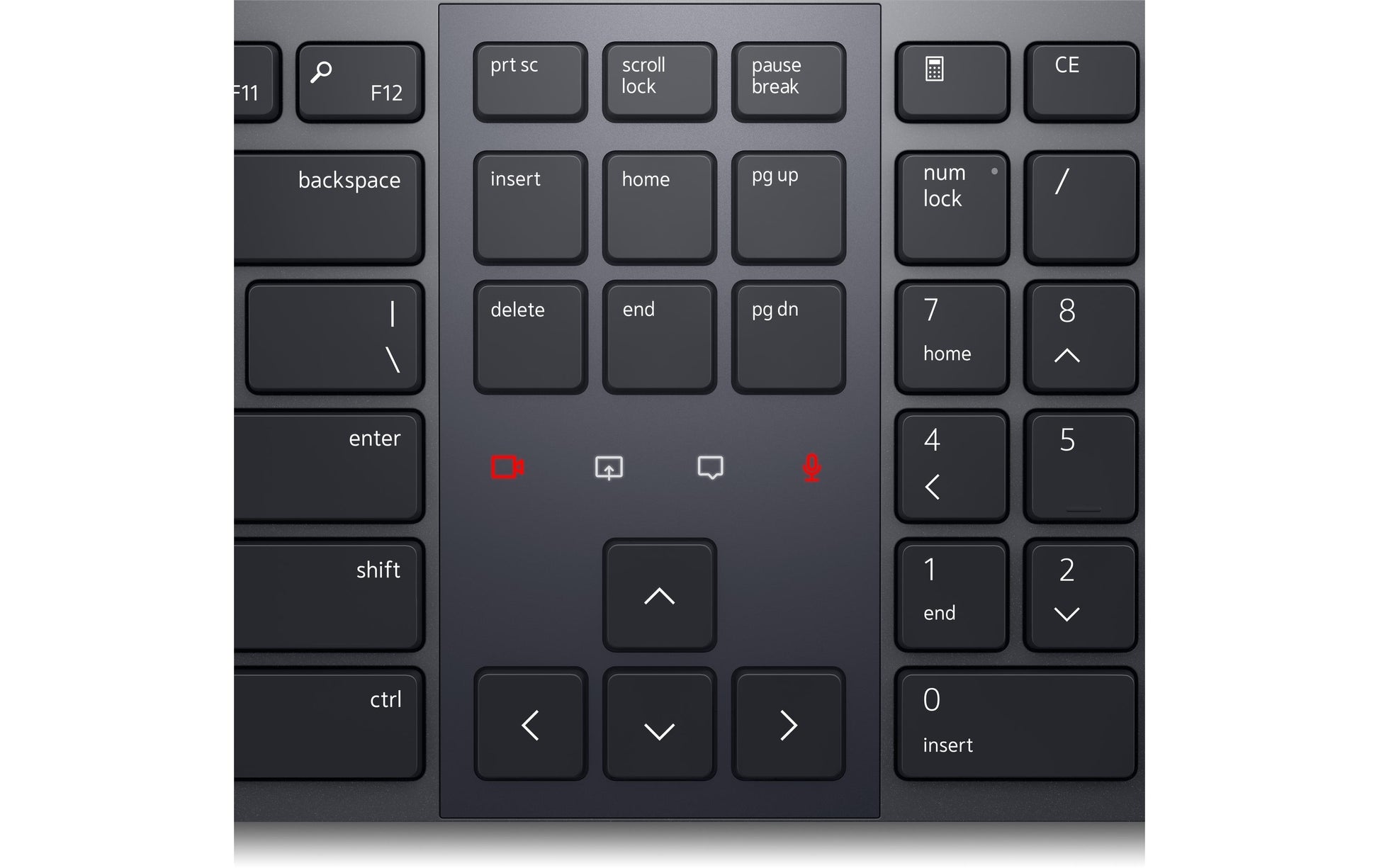 Dell KB900 – Tastatur, kabellos (2,4 GHz), US-Layout (EN), Fullsize (mit Ziffernblock), Scherenmechanik, aufladbar