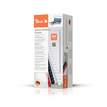 Peach CombBind Plastikbinderücken – A4 – Ø 14 mm – 21 Ringe – bis 125 Blatt, weiss – 100 Stk.
