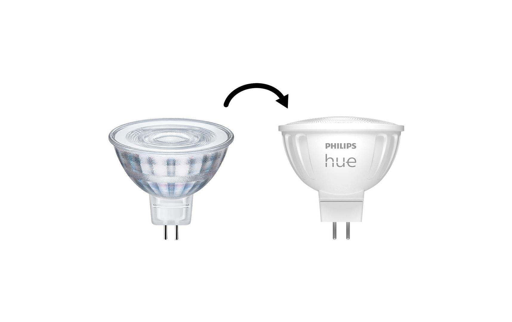 Philips Hue LED-Reflektor MR16 GU5.3 2er-Pack – 6,3 W dimmbar, 400 lm, 2000–6500 K, für Zigbee