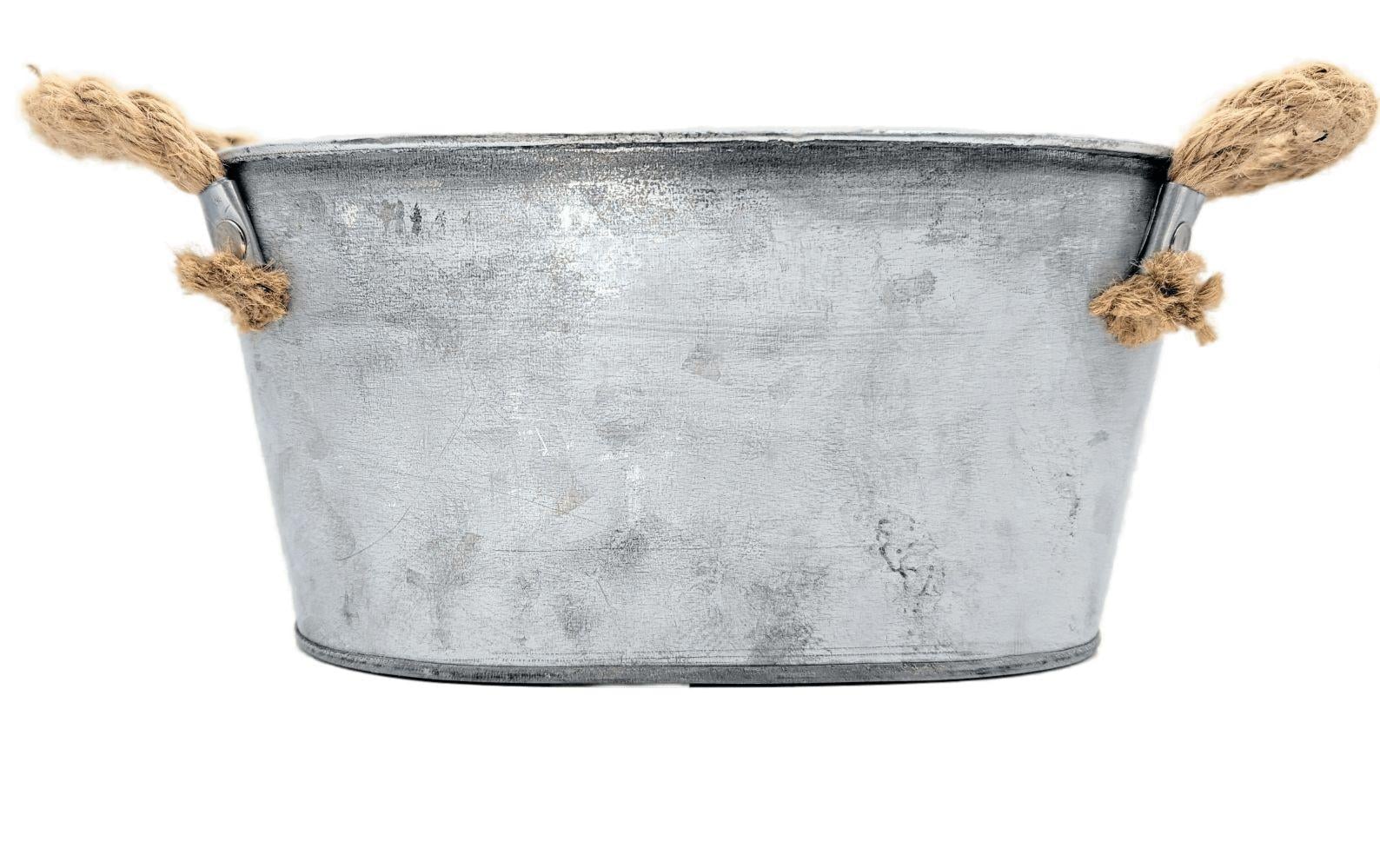 Chalet Blumentopf – 27 × 18 × 12 cm – Metall & Zink, Silber