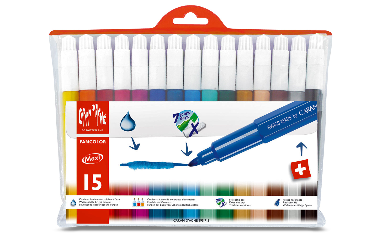 Caran d-Ache Caran d'Ache – Filzstifte, Strichbreite 5 mm, auswaschbar, 15 Farben