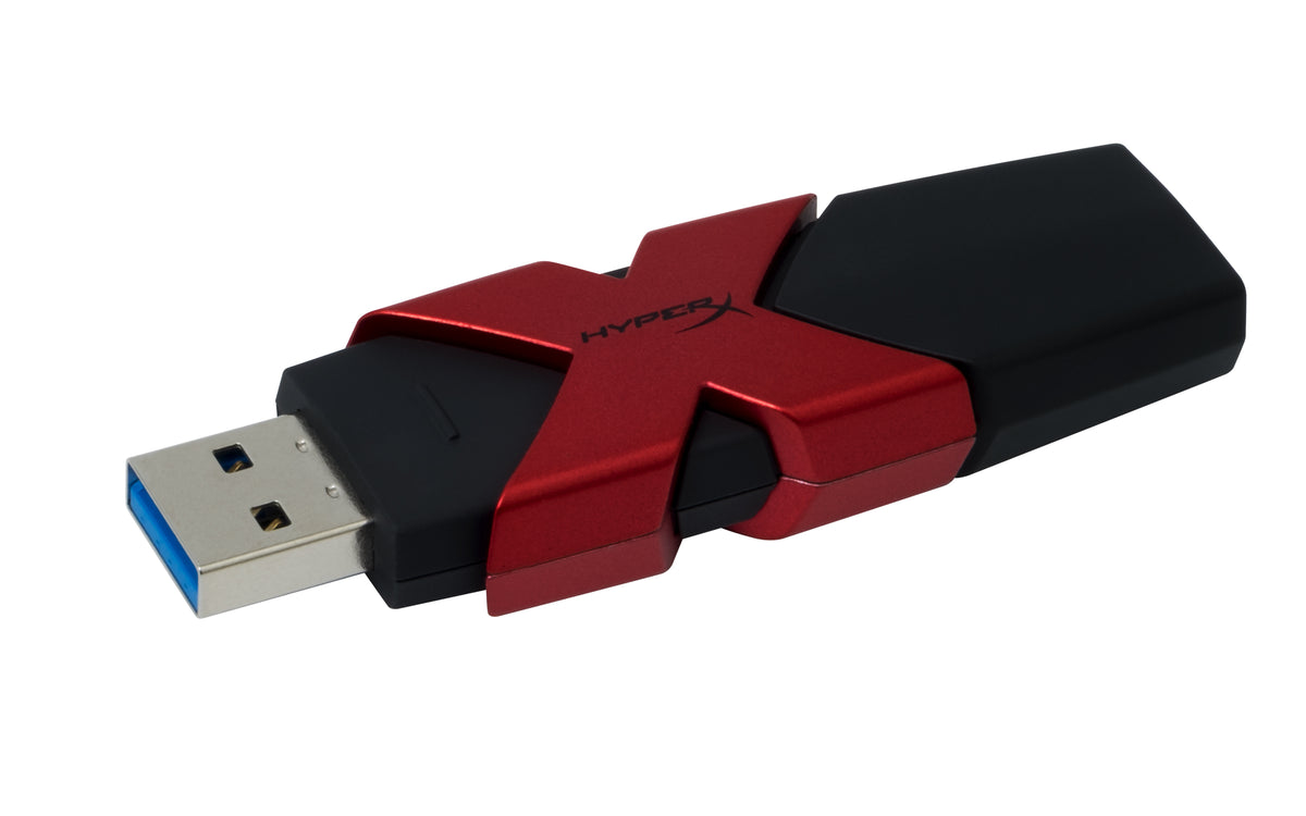 HyperX Savage USB-Stick 64 GB – USB-A 3.2 Gen 1, 350/180 MB/s, mit Kappe, Schwarz, Rot