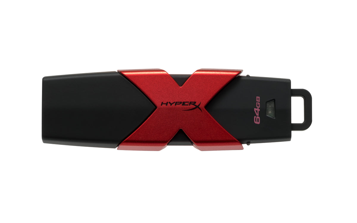 HyperX Savage USB-Stick 64 GB – USB-A 3.2 Gen 1, 350/180 MB/s, mit Kappe, Schwarz, Rot