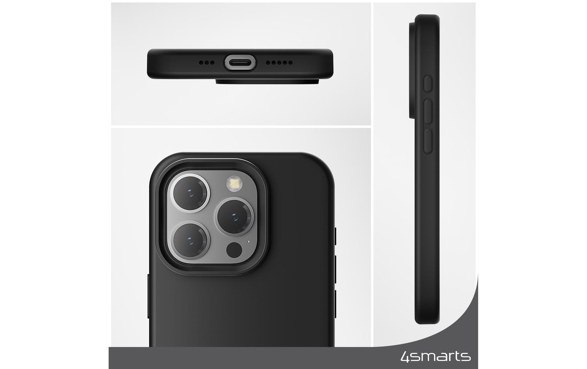 4smarts Silicone Cupertino Ultimag Backcover – für Apple iPhone 15 Plus, MagSafe, Mikrofaser+Silikon, Schwarz