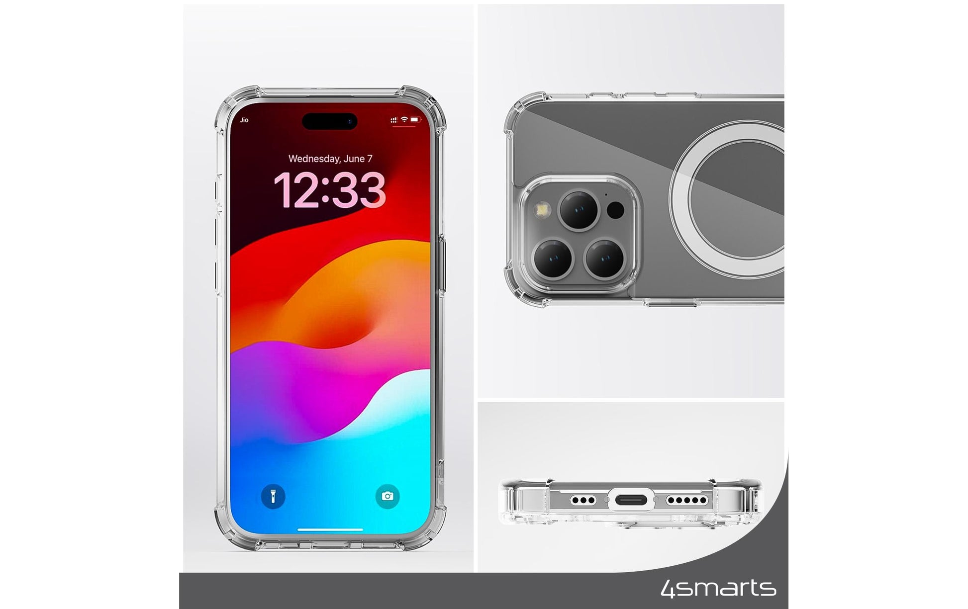 4smarts Ibiza Backcover – für Apple iPhone 15 Plus, MagSafe, PC+TPU, Transparent