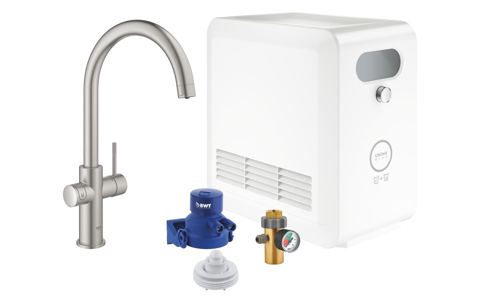 GROHE Blue Professional C Auslauf-Set – Messing, 270 W, Silber