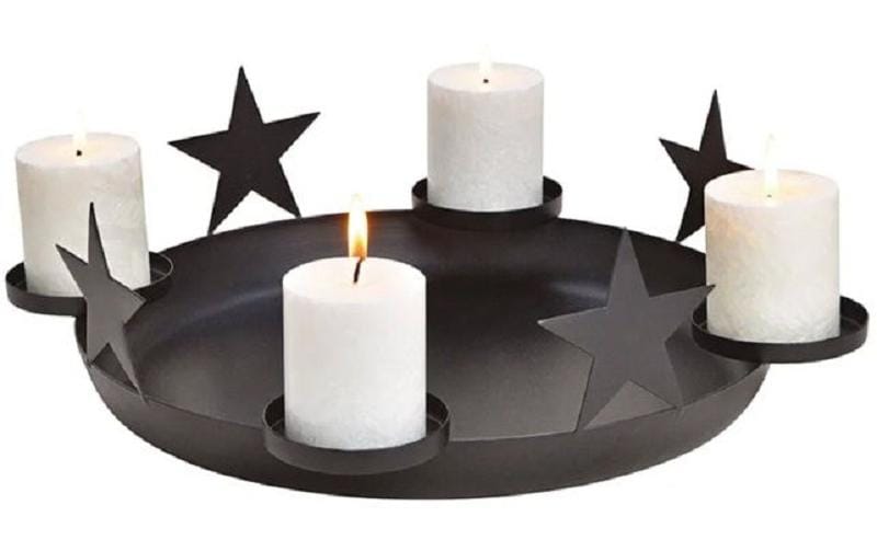 G. Wurm Kerzenständer – Metall, Schwarz – 44 × 15 × 44 cm – für 4 Kerzen