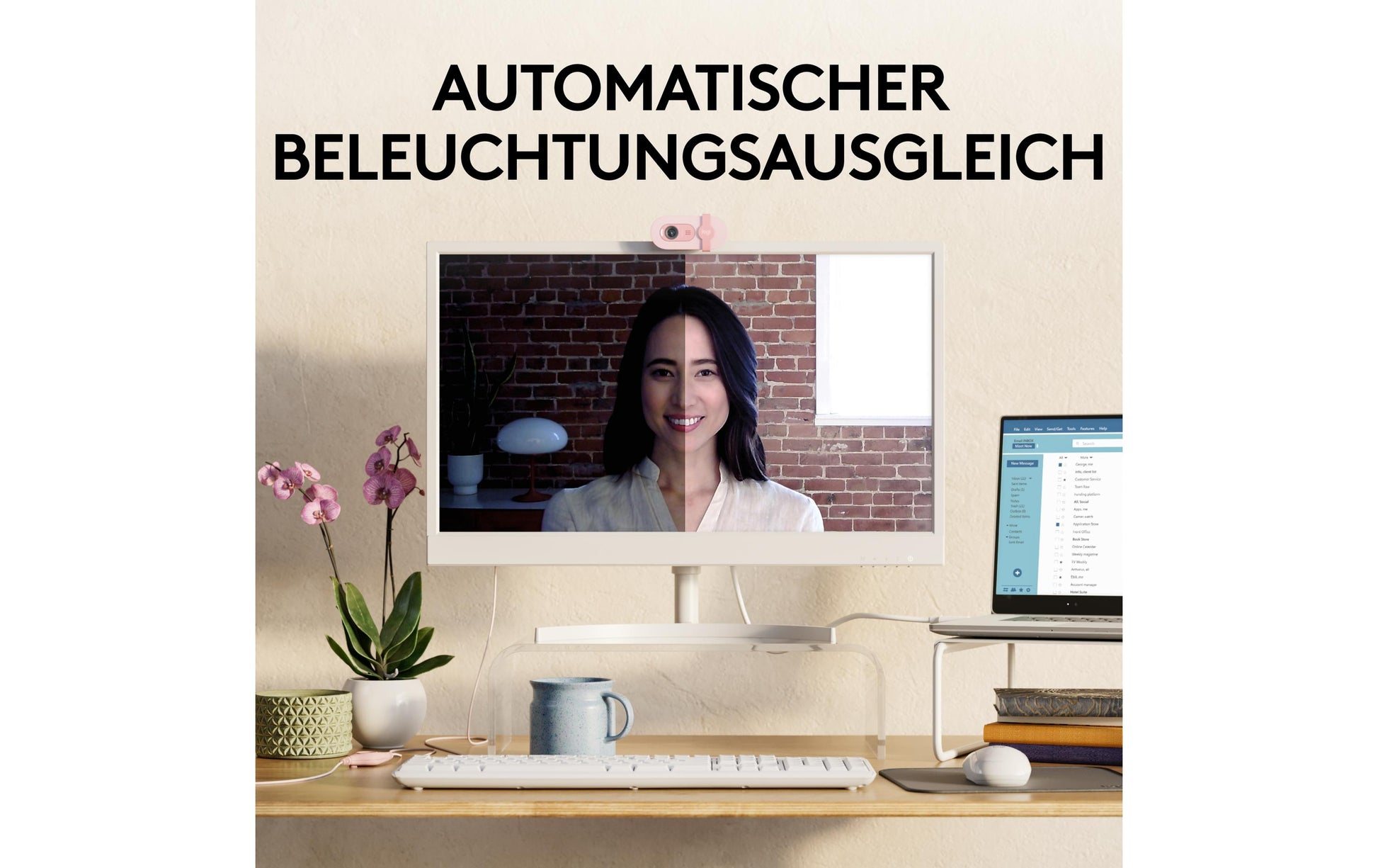 Logitech Brio 100 – Webcam – Full HD 1080p, USB, Rosa