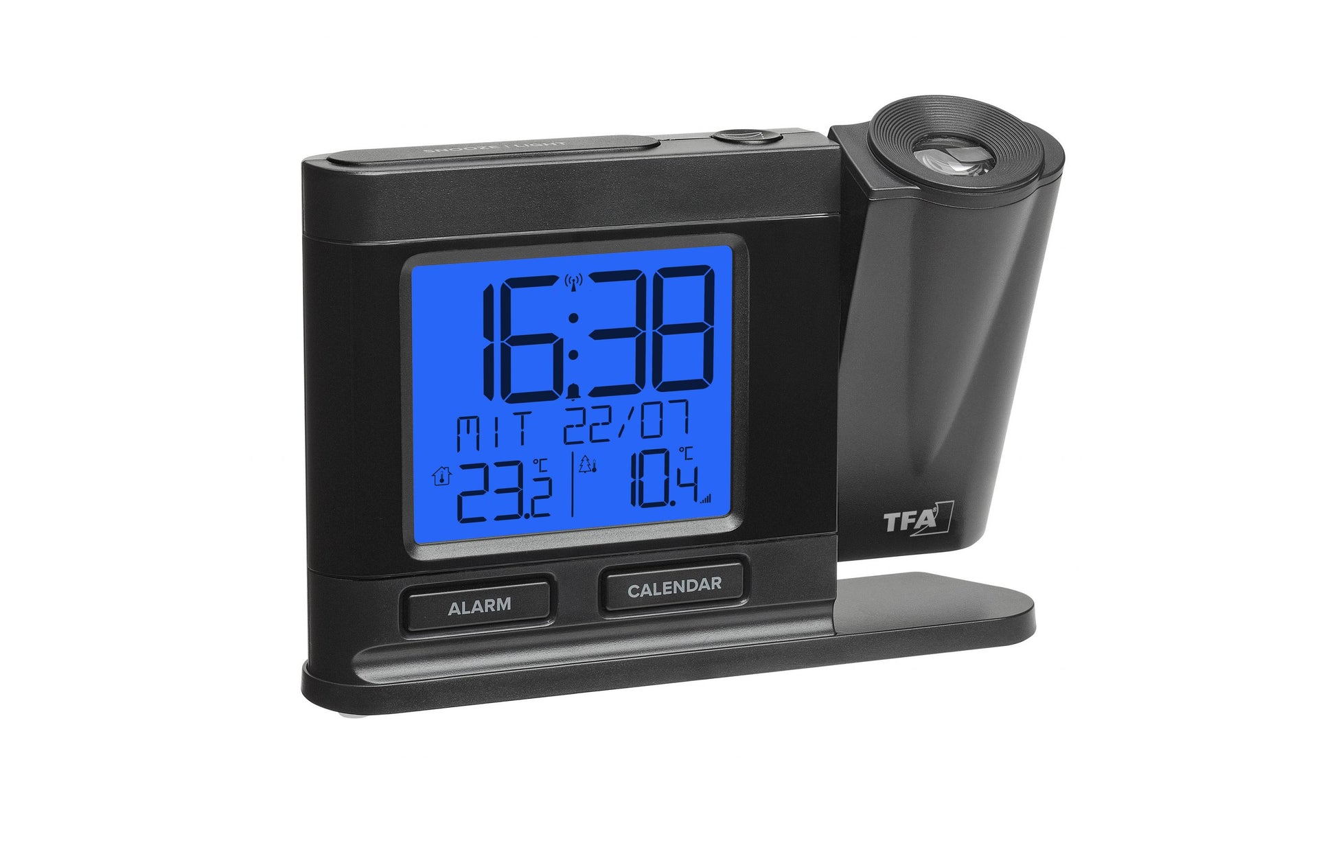 TFA-Dostmann TFA Dostmann 60.5018 Projektionswecker – Funk, Thermometer, 14,9 × 10,4 × 3,8 cm, Schwarz