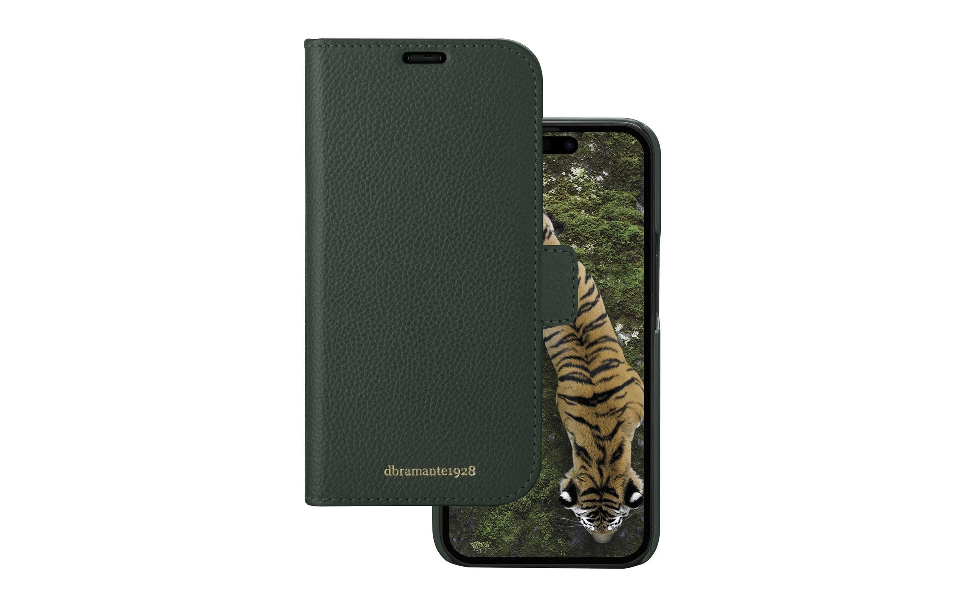 dbramante1928 New York Wallethülle – für Apple iPhone 15 Plus, 3 Kartenfächer, Leder, Grün, Magnetverschluss