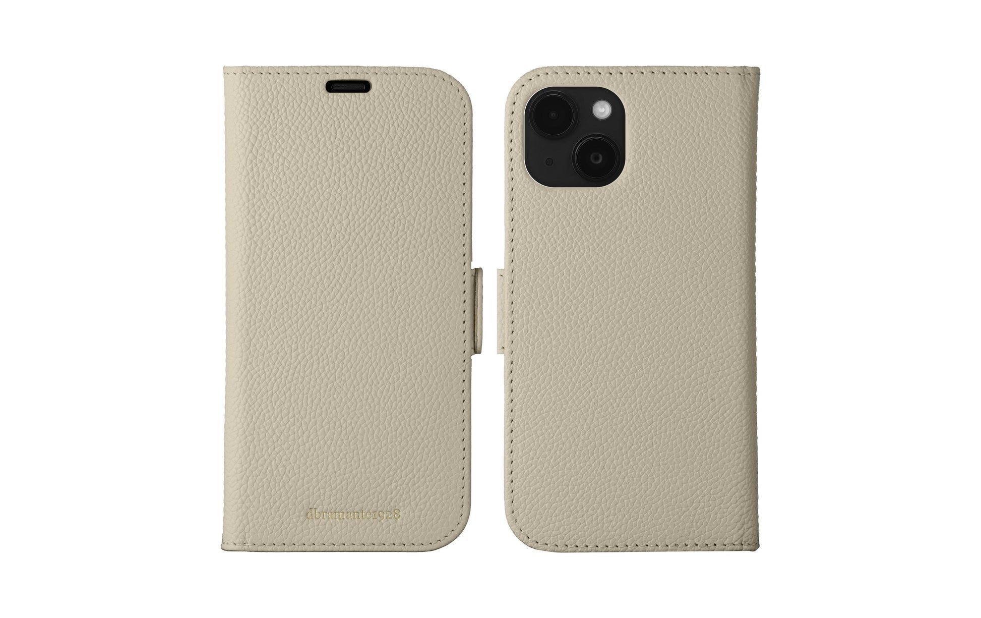 dbramante1928 New York Wallethülle – für Apple iPhone 15 Plus, 3 Kartenfächer, Leder, Beige, Magnetverschluss