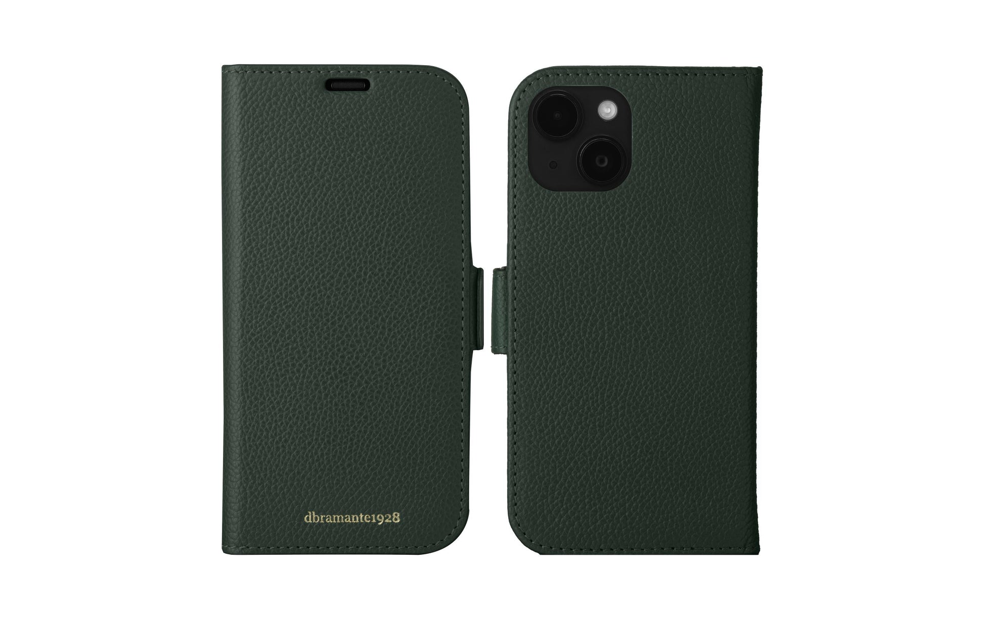 dbramante1928 New York Wallethülle – für Apple iPhone 15 Plus, 3 Kartenfächer, Leder, Grün, Magnetverschluss