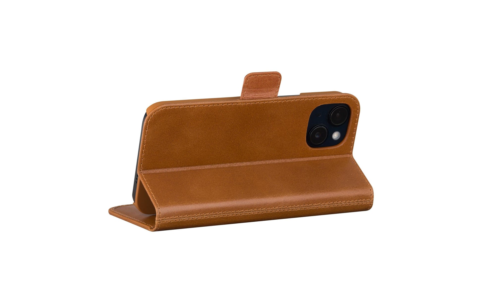 dbramante1928 Copenhagen Wallethülle – für Apple iPhone 15 Plus, mit Ständer, 3 Kartenfächer, Leder, Braun