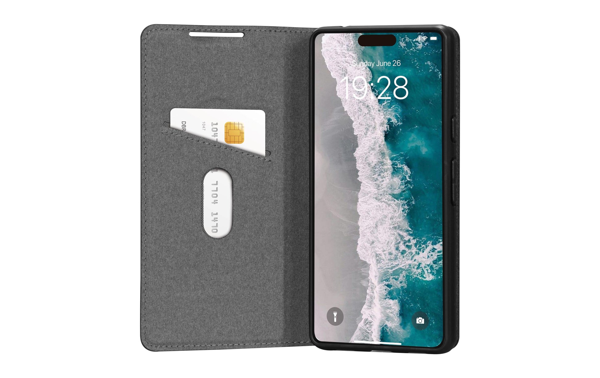 dbramante1928 Folio – für Apple iPhone 15 Pro, mit Ständer, 1 Kartenfach, PU, Schwarz, Magnetverschluss