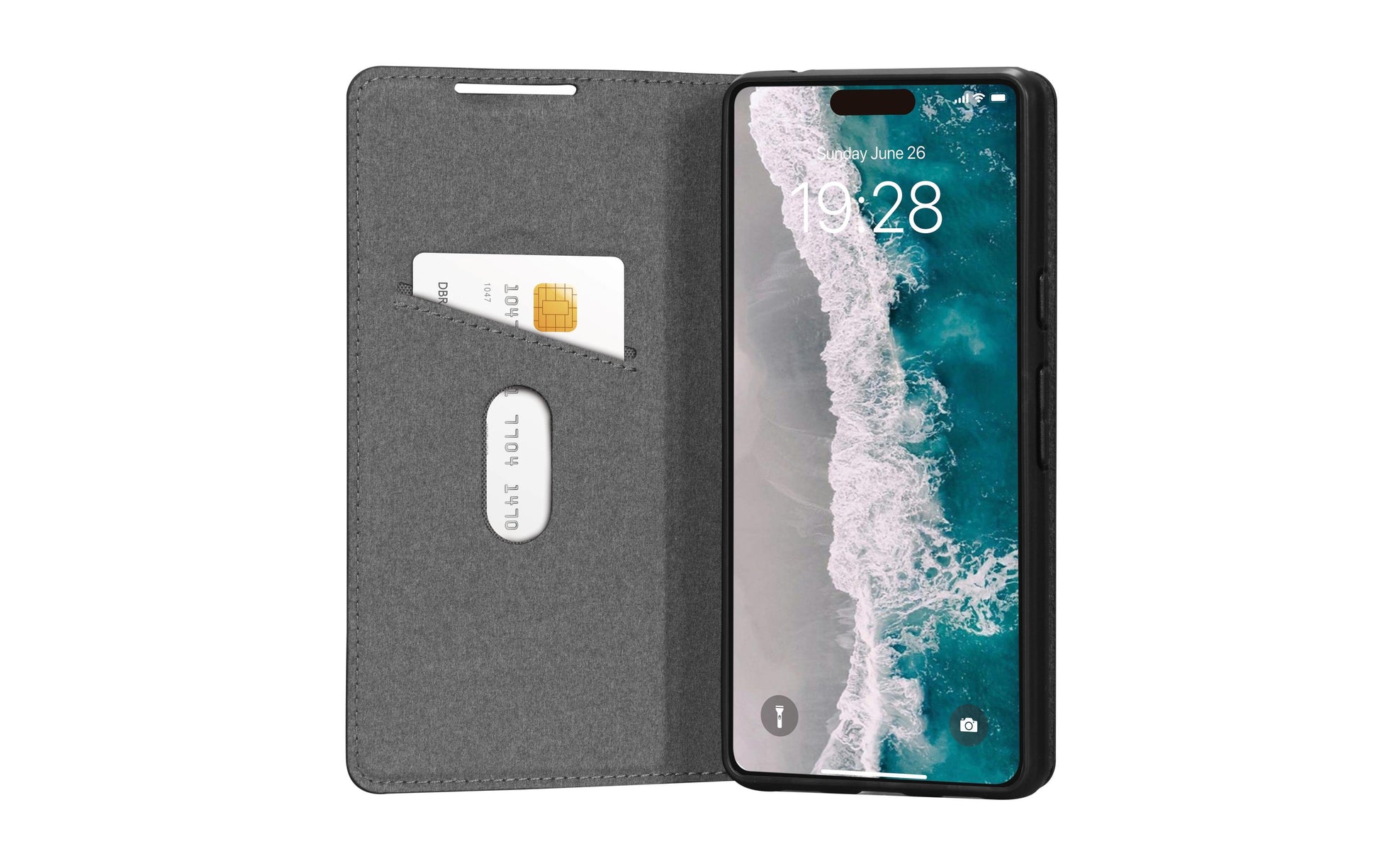 dbramante1928 Wallethülle – für Apple iPhone 15, mit Ständer, 1 Kartenfach, PU, Schwarz