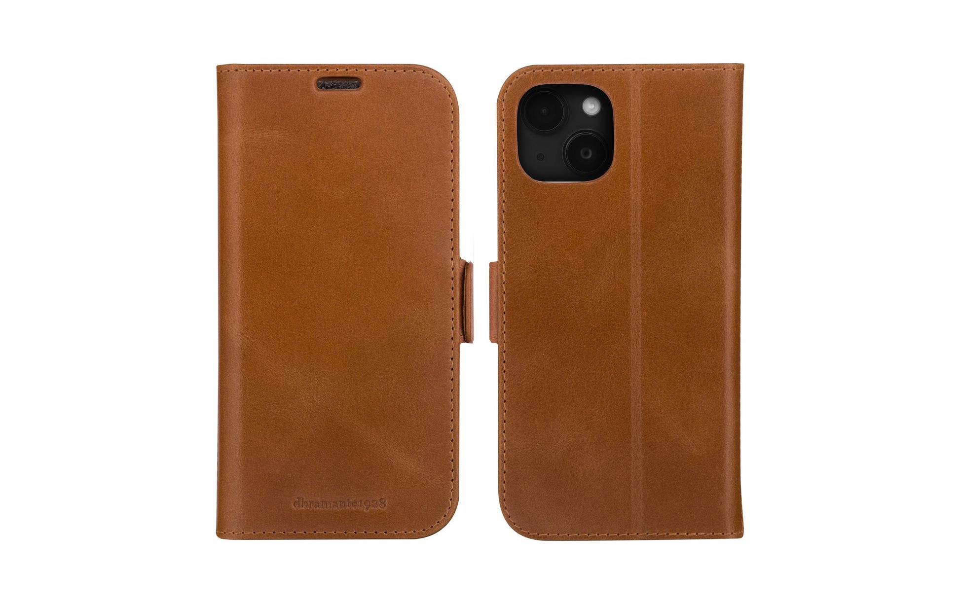 dbramante1928 Copenhagen Wallethülle – für Apple iPhone 15 Plus, mit Ständer, 3 Kartenfächer, Leder, Braun