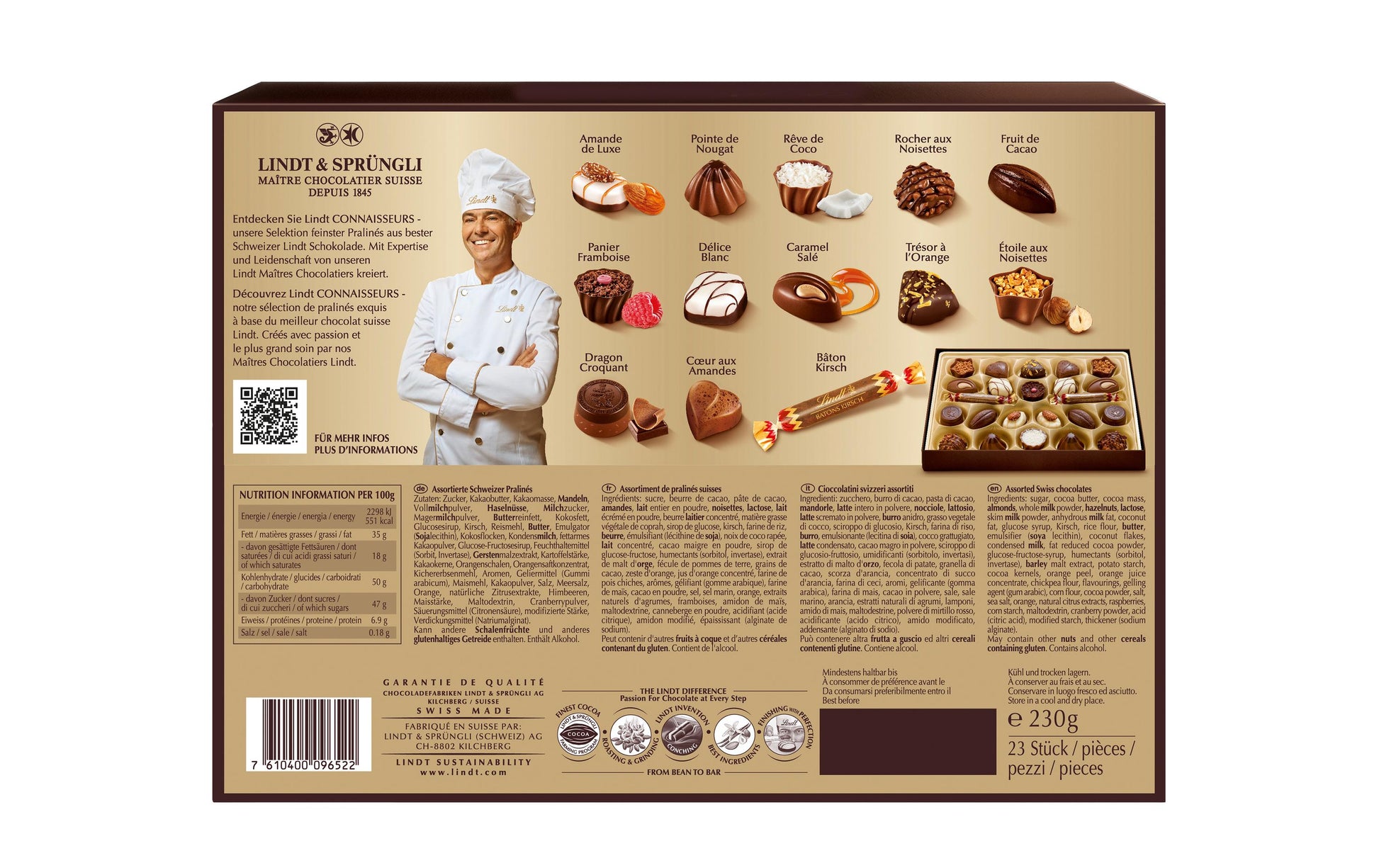 Lindt CONNAISSEURS Pralinés – Assortiert – 230 g