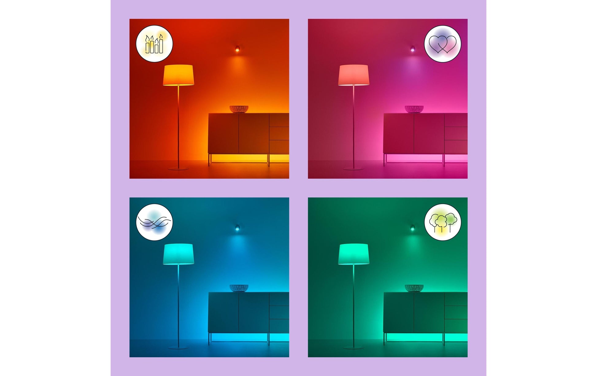 WiZ Smart-Leuchtmittel E14 C37 – RGB+CCT 2200–6500 K, 470 lm, 4,9 W, WLAN/Bluetooth – 2 Stk.