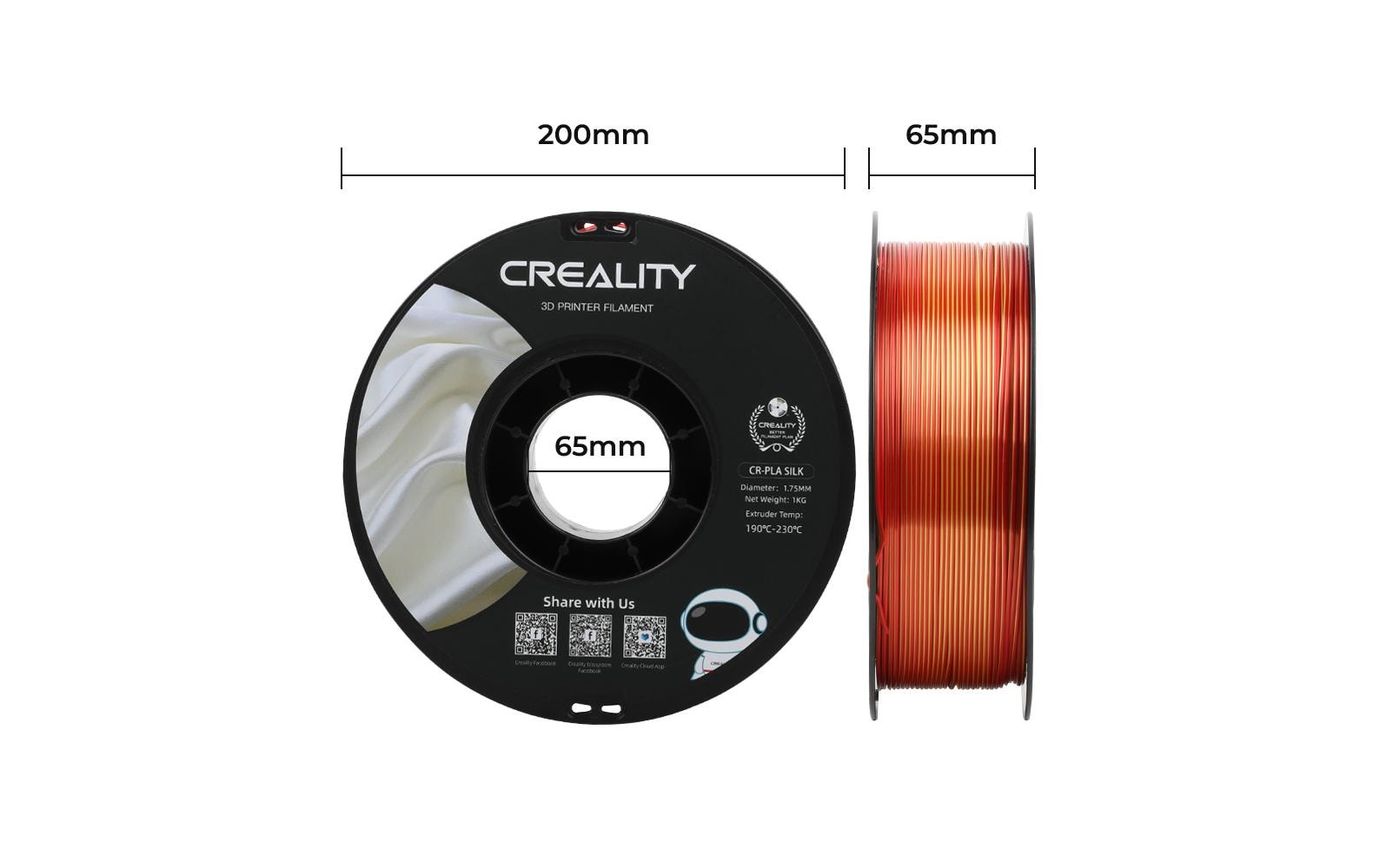 Creality 3D-Drucker-Filament Silk PLA 1,75 mm Gold/Rot, 1 kg – für Creality FDM-3D-Drucker