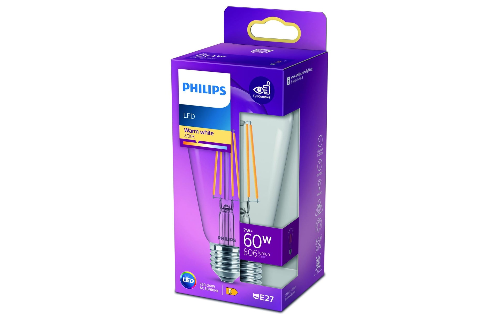 Philips by Signify Philips LED-Leuchtmittel E14 ST35 – 250 lm, 2 W, Warmweiss 2700 K – 1 Stk. – Transparent, Glas