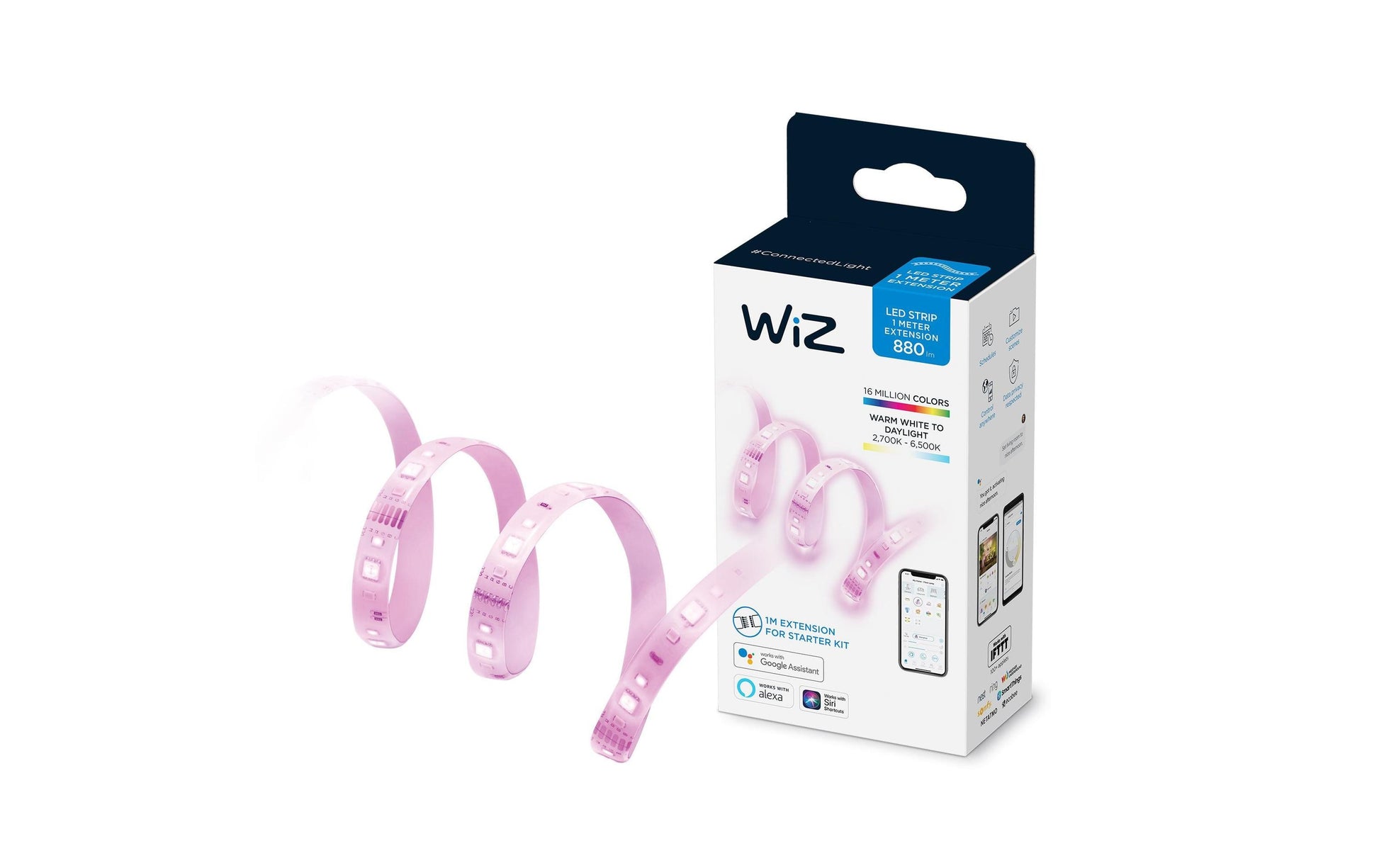 WiZ LED-Strip Verlängerung 1 m – Tunable White 2700–6500 K, 880 lm, 11 W, WLAN – für Apple AirPlay 2 – IP20