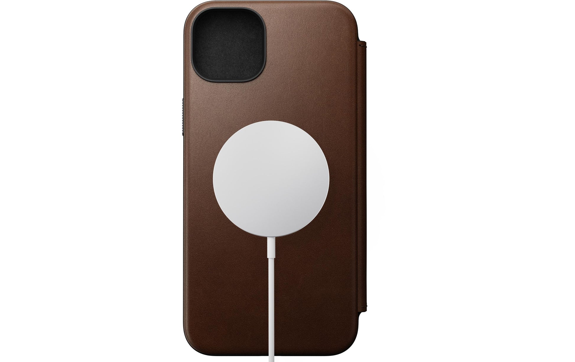 Nomad Booklet-Hülle – für Apple iPhone 15 Plus – Braun – Leder – MagSafe-kompatibel, mit Kartenfach