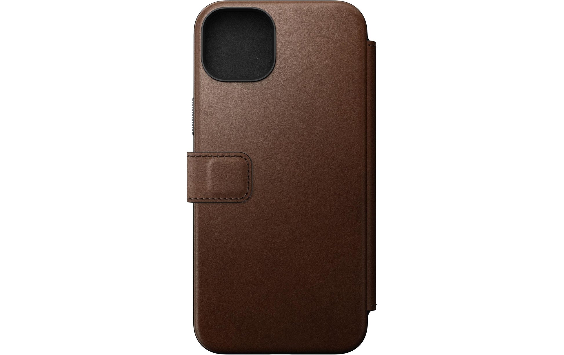 Nomad Booklet-Hülle – für Apple iPhone 15 Plus – Braun – Leder – MagSafe-kompatibel, mit Kartenfach
