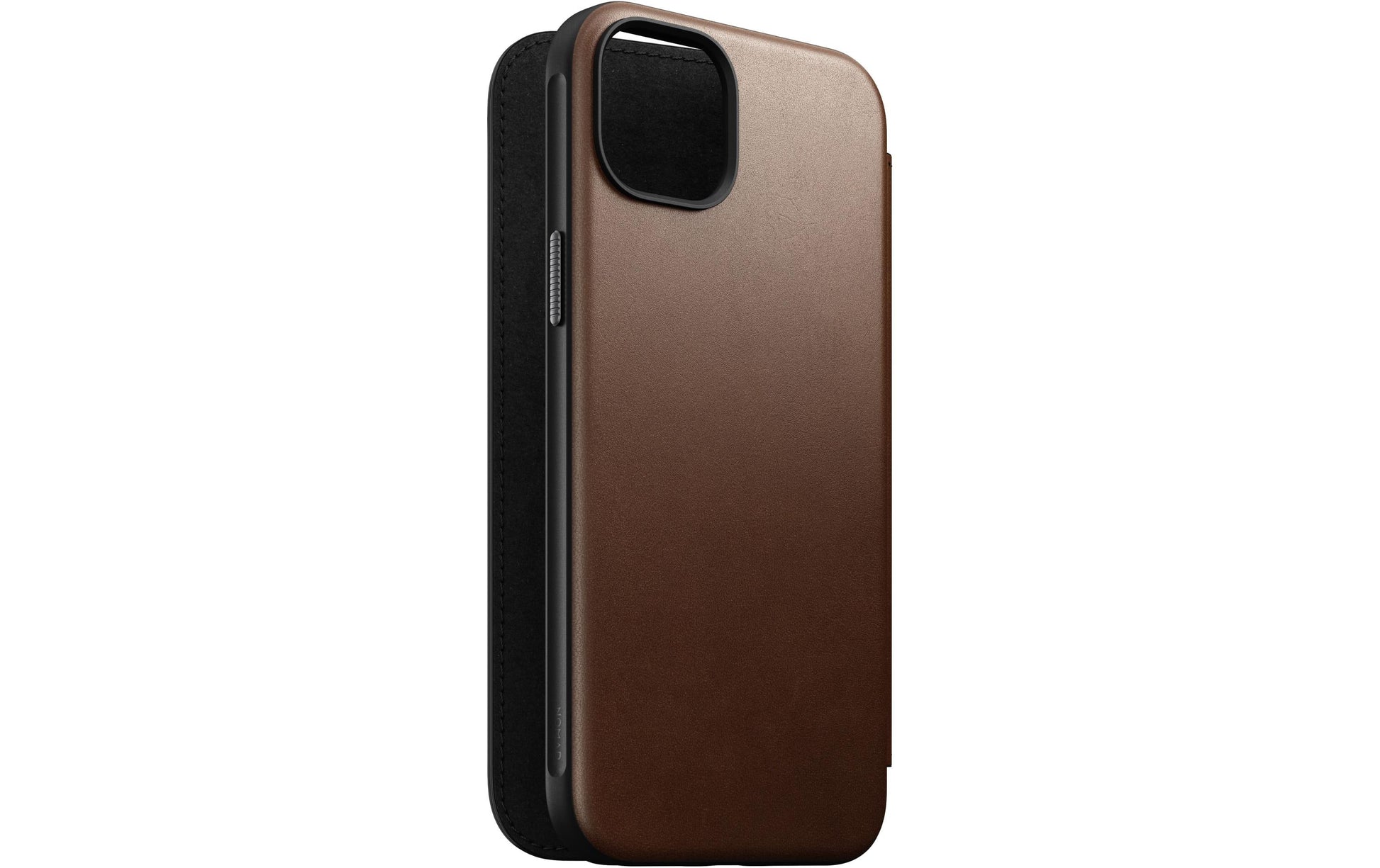 Nomad Booklet-Hülle – für Apple iPhone 15 Plus – Braun – Leder – MagSafe-kompatibel, mit Kartenfach