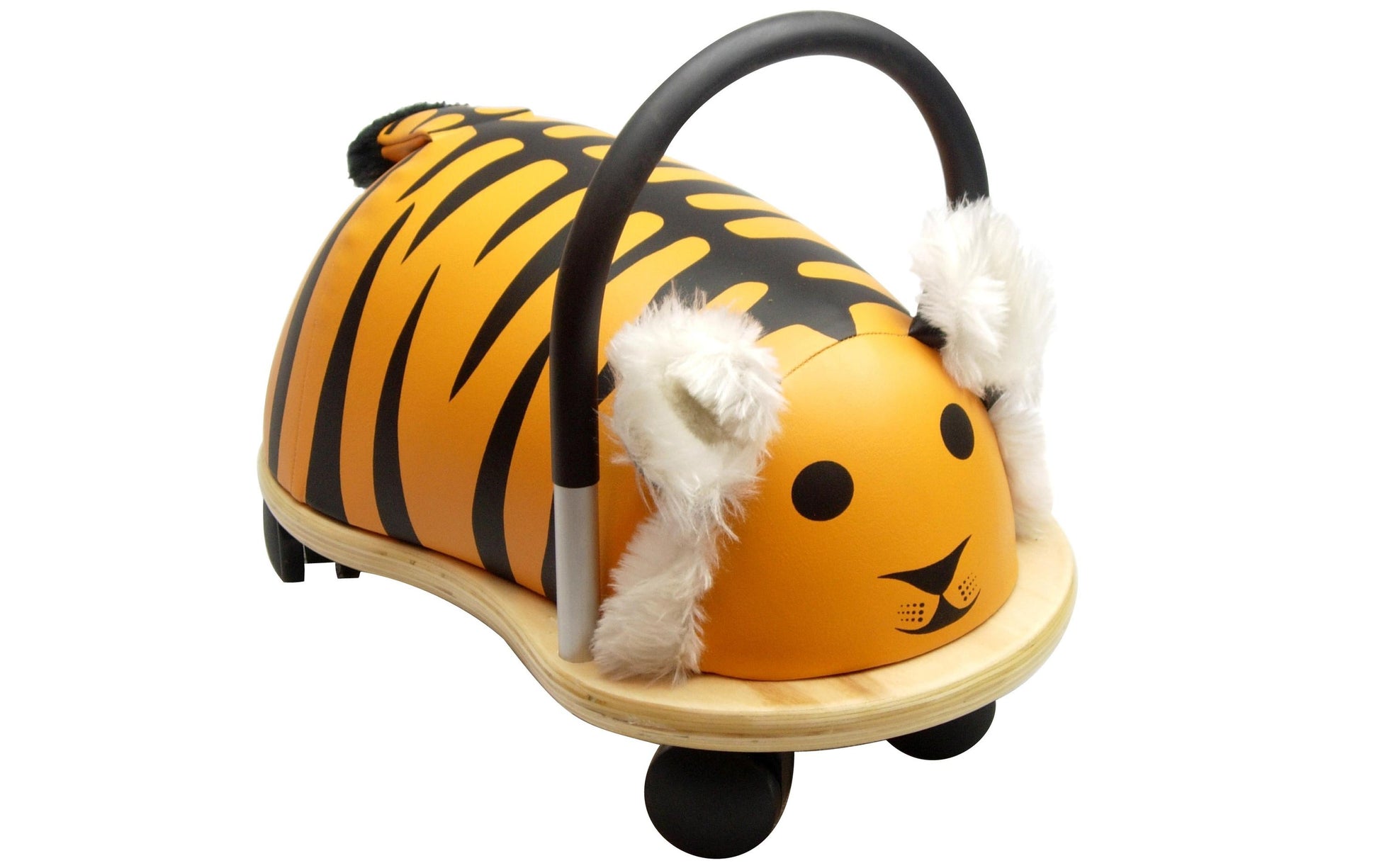 Wheely Bug Aufsitztier Tiger – 25 kg Tragkraft, 4 Räder – 23 × 30 × 38 cm – ab 1 Jahr – Schwarz/Orange