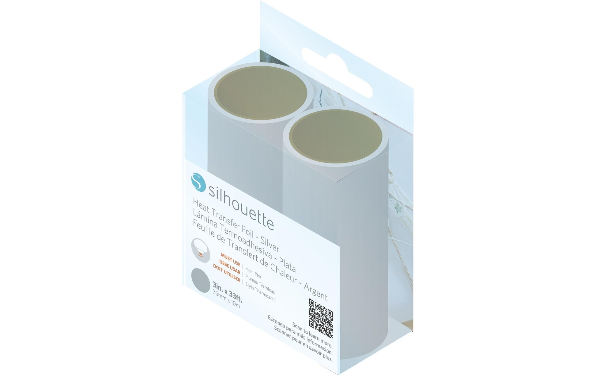 Silhouette Bastelfolie – 2 Stück – Silber – 76 × 10000 mm – für Curio 2