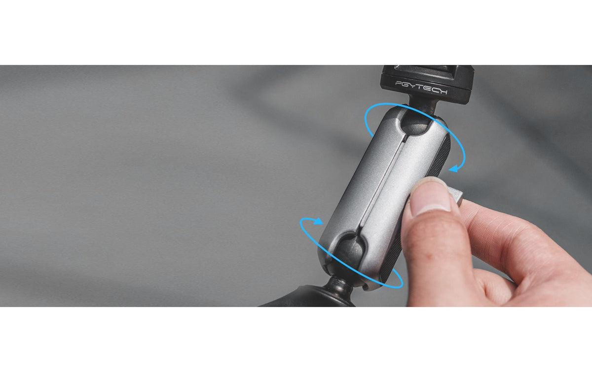 PGYTECH P-GM-222 Lenkerhalterung – 360° drehbar, 1/4" Anschluss, Aluminium – für Actioncams – Silber