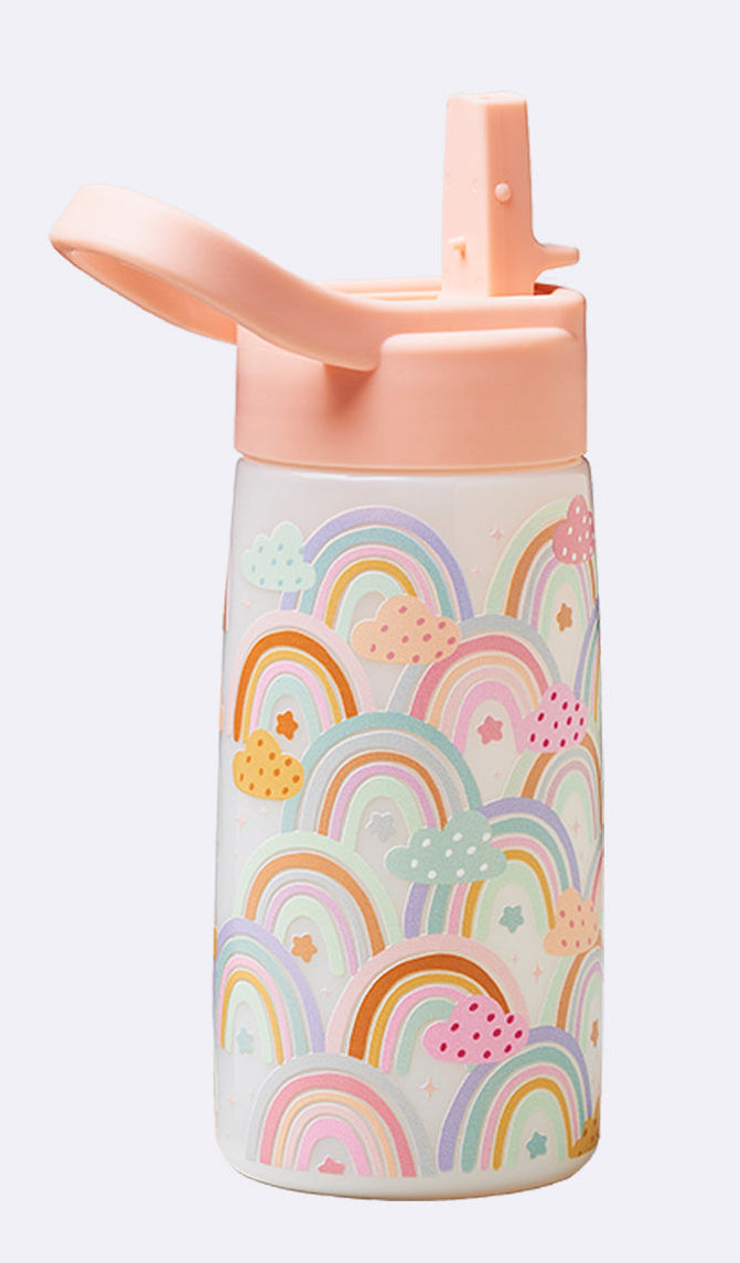 BioLoco Kindertrinkflasche 350 ml – mit Strohhalm, BPA-frei, Grau/Rosa