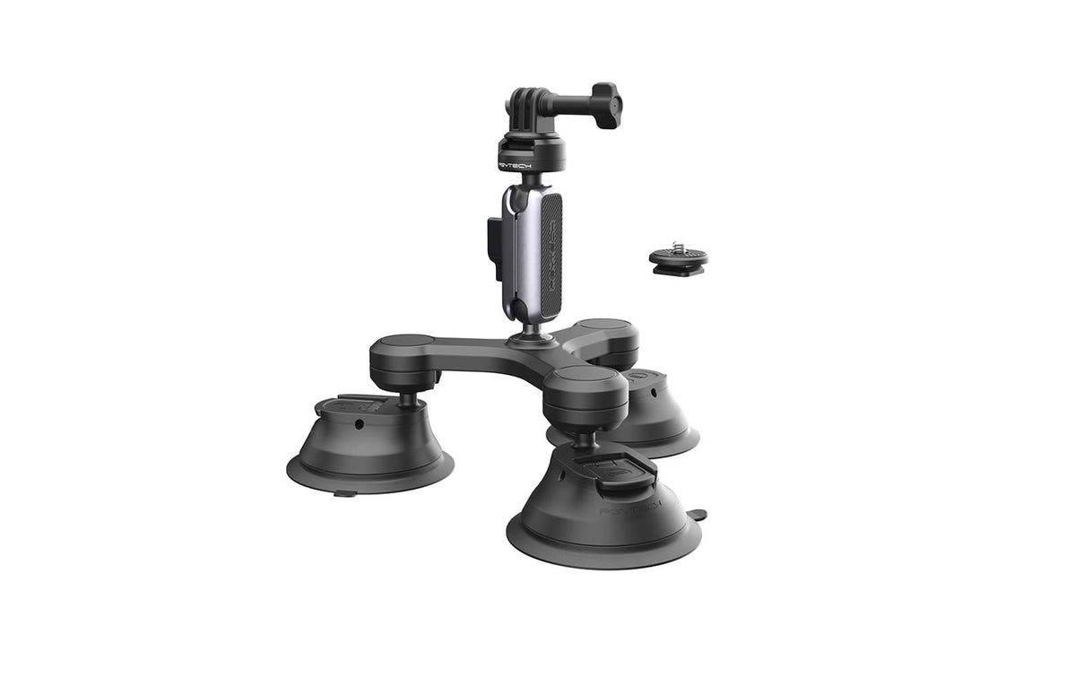 PGYTECH CapLock Dreiarm Saugnapfhalterung – 1/4" Anschluss – für Actioncams – Schwarz