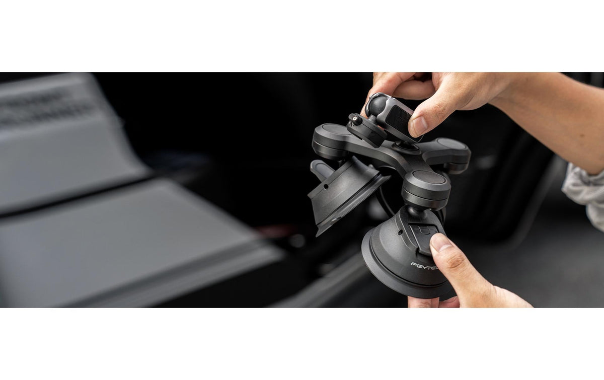 PGYTECH CapLock Dreiarm Saugnapfhalterung – 1/4" Anschluss – für Actioncams – Schwarz