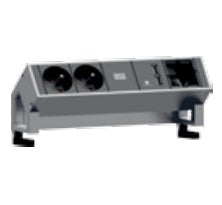 Bachmann DESK2 Steckdosenleiste Typ E 2× – USB‑A×2 – Wieland GST18, Kabel 0,2 m – Edelstahl