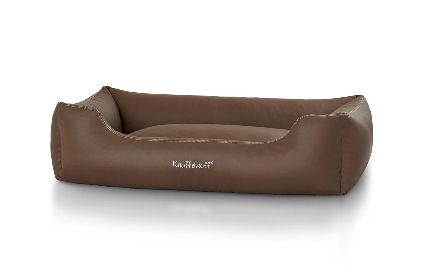 Knuffelwuff Hundebett – 85 × 120 cm, Kunstleder, Schaumstoff, Abnehmbarer Bezug, Braun