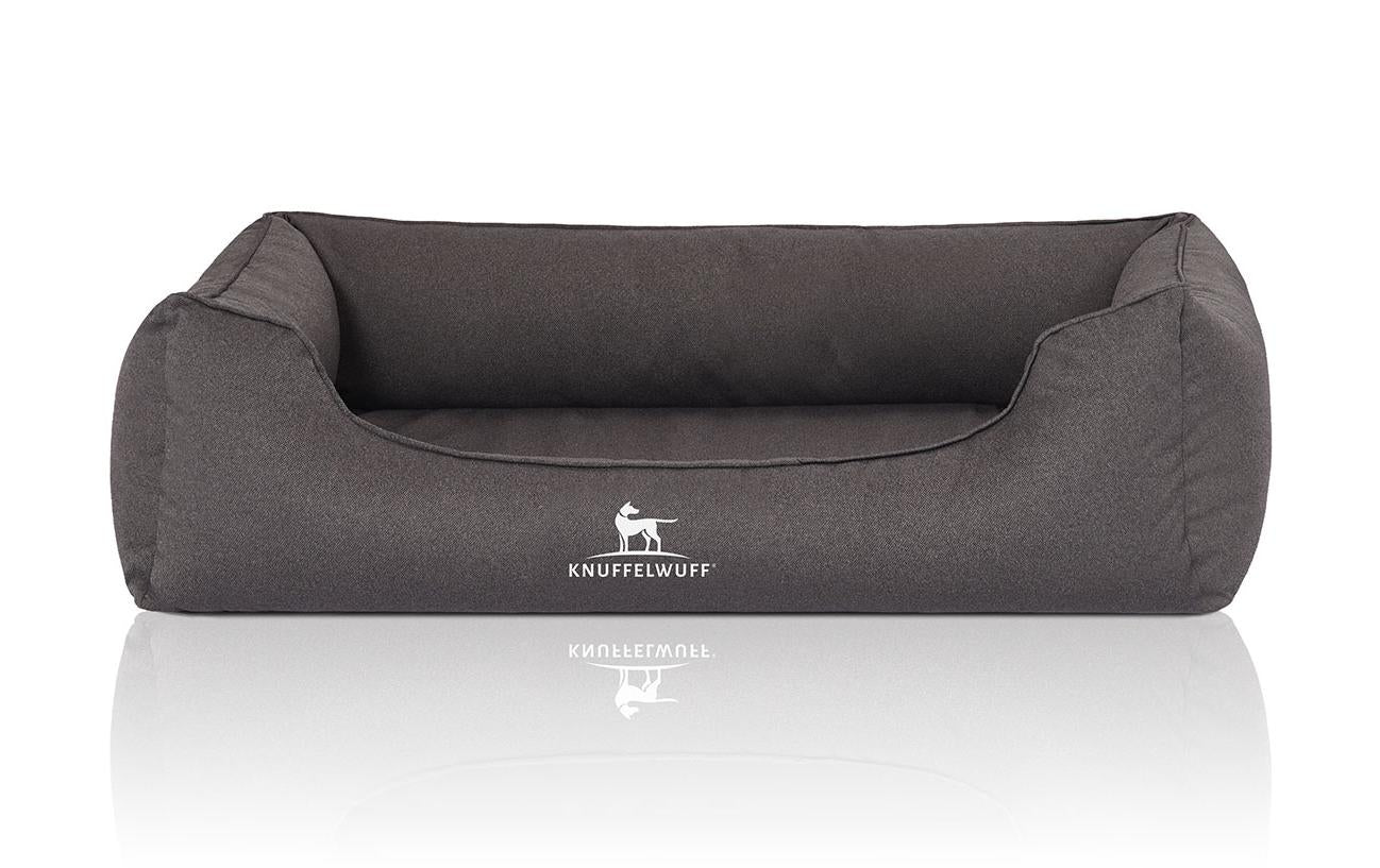Knuffelwuff Hundebett – 85 × 120 cm, Velour, Schaum, abnehmbarer Bezug, Anthrazit