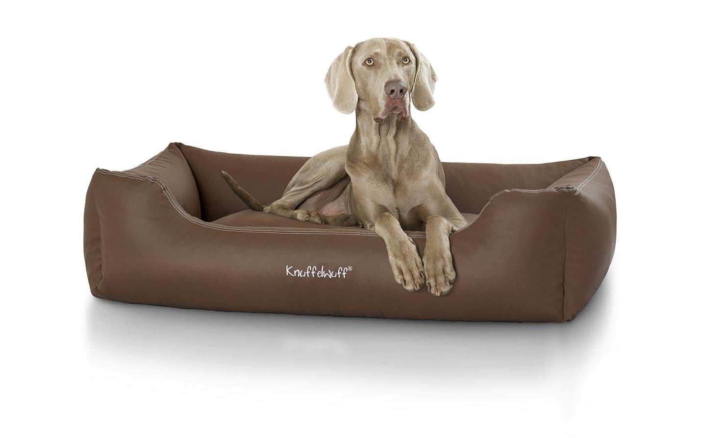 Knuffelwuff Hundebett Sidney – rechteckig 155 × 105 cm, Kunstleder, braun, Bezug abnehmbar
