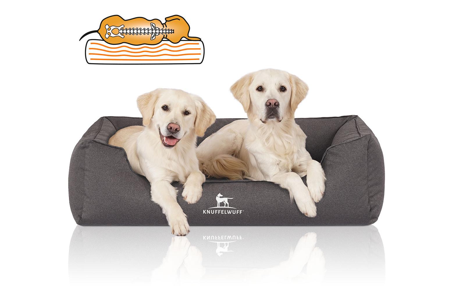 Knuffelwuff Hundebett – 85 × 120 cm, Velour, Schaum, abnehmbarer Bezug, Anthrazit