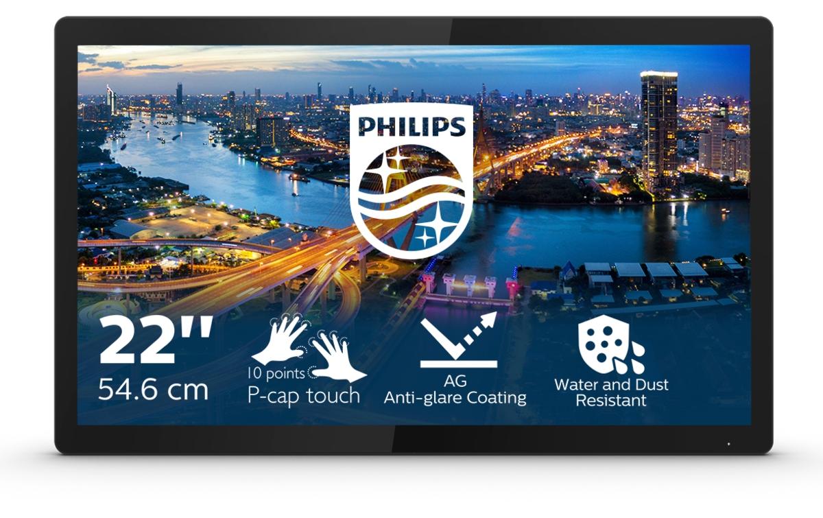 Philips 222B1TFL/00 – Monitor, 21,5", IPS, Touch, 75 Hz, 400 cd/m², 3× USB 3.0, VESA 100 × 100, Schwarz