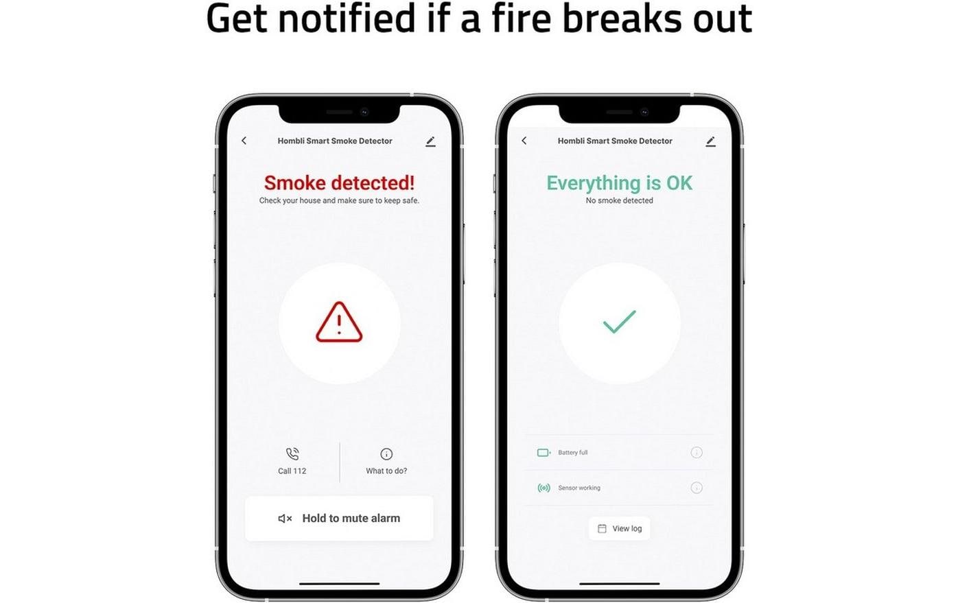 Hombli HBSA-0109 – Funk-Rauchmelder, fotoelektrisch, 10-Jahres-Batterie, 85 dB – Weiss, für Google Assistant