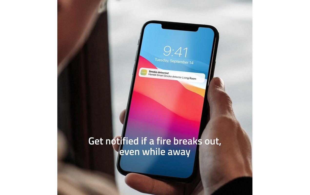 Hombli HBSA-0109 – Funk-Rauchmelder, fotoelektrisch, 10-Jahres-Batterie, 85 dB – Weiss, für Google Assistant