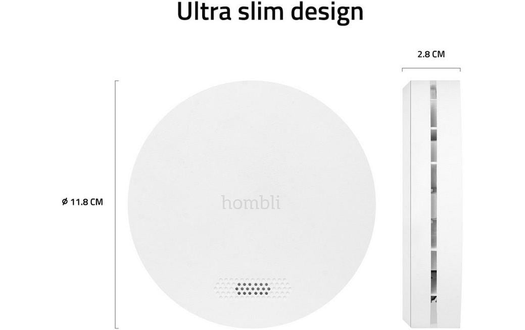 Hombli HBSA-0109 – Funk-Rauchmelder, fotoelektrisch, 10-Jahres-Batterie, 85 dB – Weiss, für Google Assistant