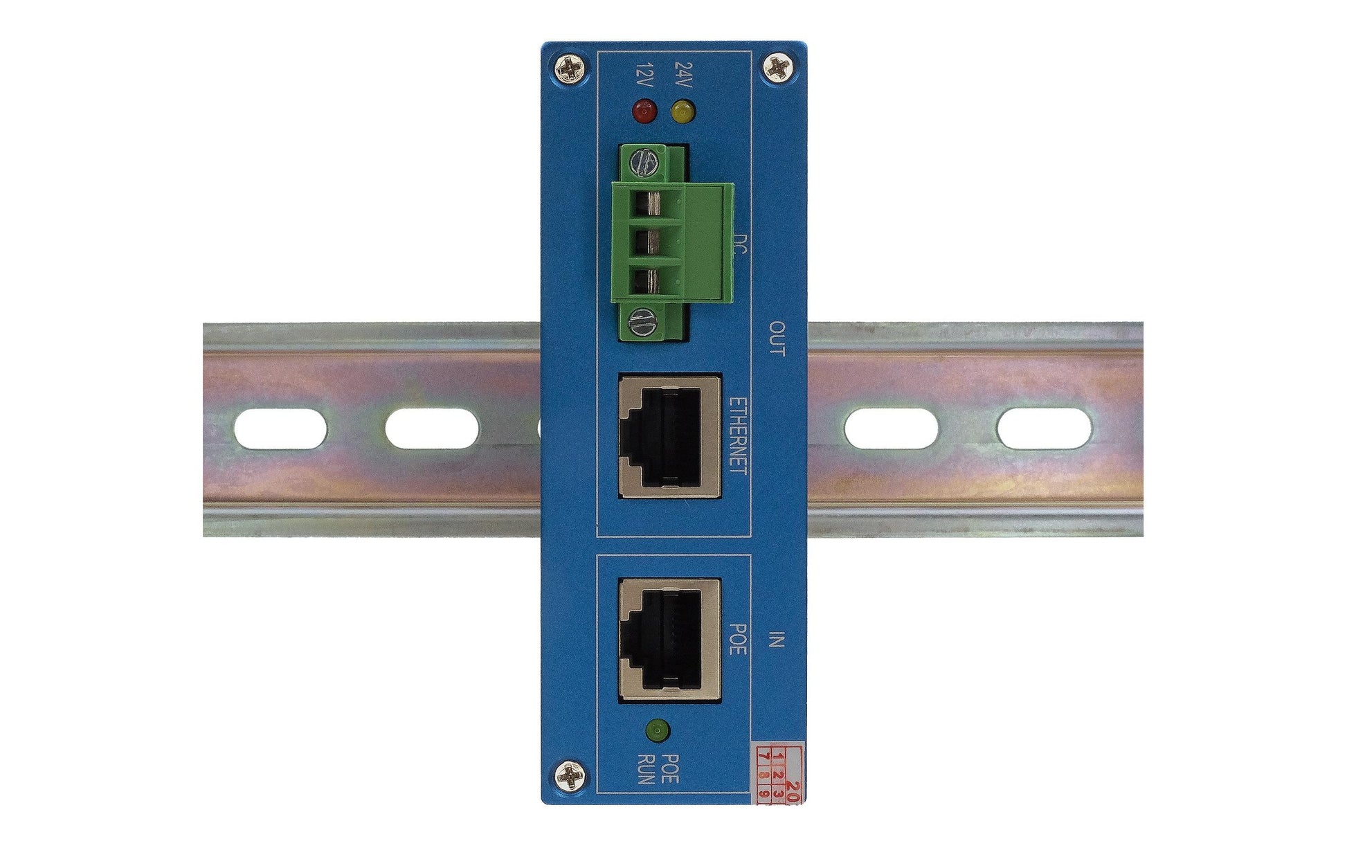 EXSYS EX-60321 PoE-Splitter – 24 VDC/30 W, PoE (IEEE 802.3af), 1× 1G (RJ-45), IP40, DIN-Schiene